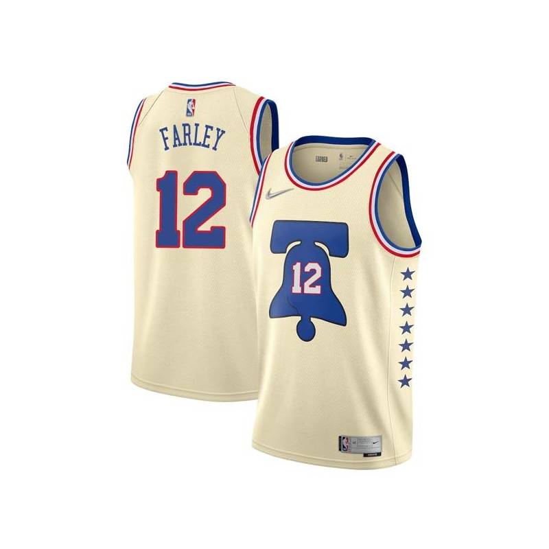 Cream Earned Dick Farley Twill Basketball Jersey -76ers #12 Farley Twill Jerseys, FREE SHIPPING