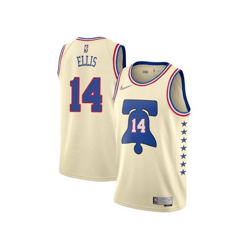 Cream Earned Leroy Ellis Twill Basketball Jersey -76ers #14 Ellis Twill Jerseys, FREE SHIPPING