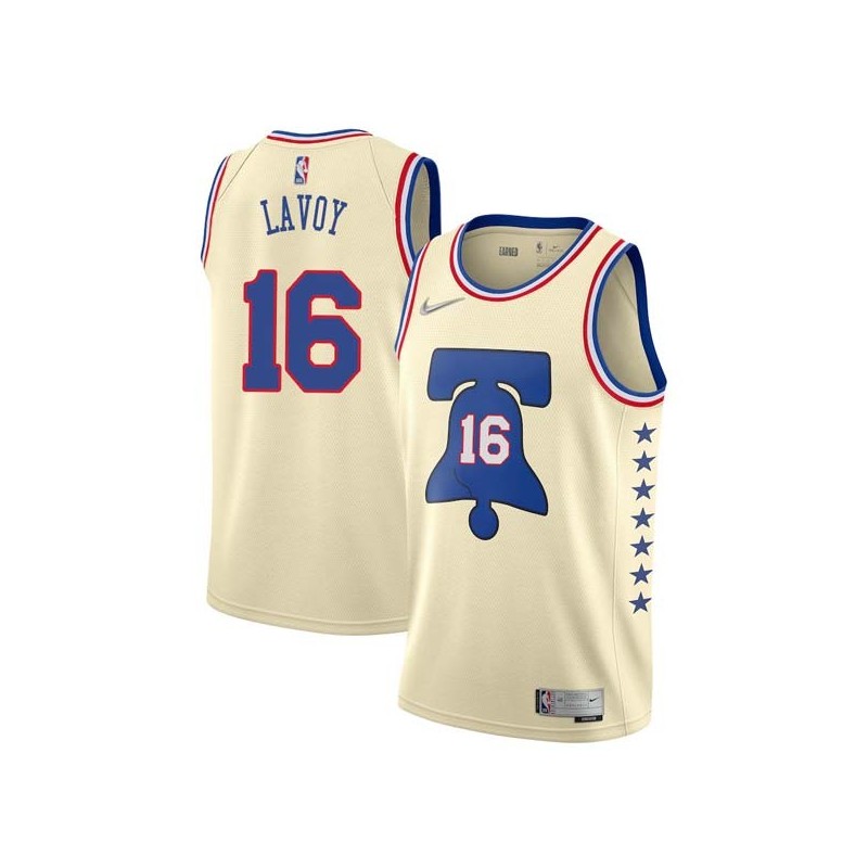 Cream Earned Bob Lavoy Twill Basketball Jersey -76ers #16 Lavoy Twill Jerseys, FREE SHIPPING