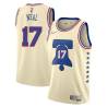 Cream Earned Jim Neal Twill Basketball Jersey -76ers #17 Neal Twill Jerseys, FREE SHIPPING