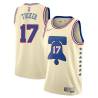 Cream Earned Jim Tucker Twill Basketball Jersey -76ers #17 Tucker Twill Jerseys, FREE SHIPPING