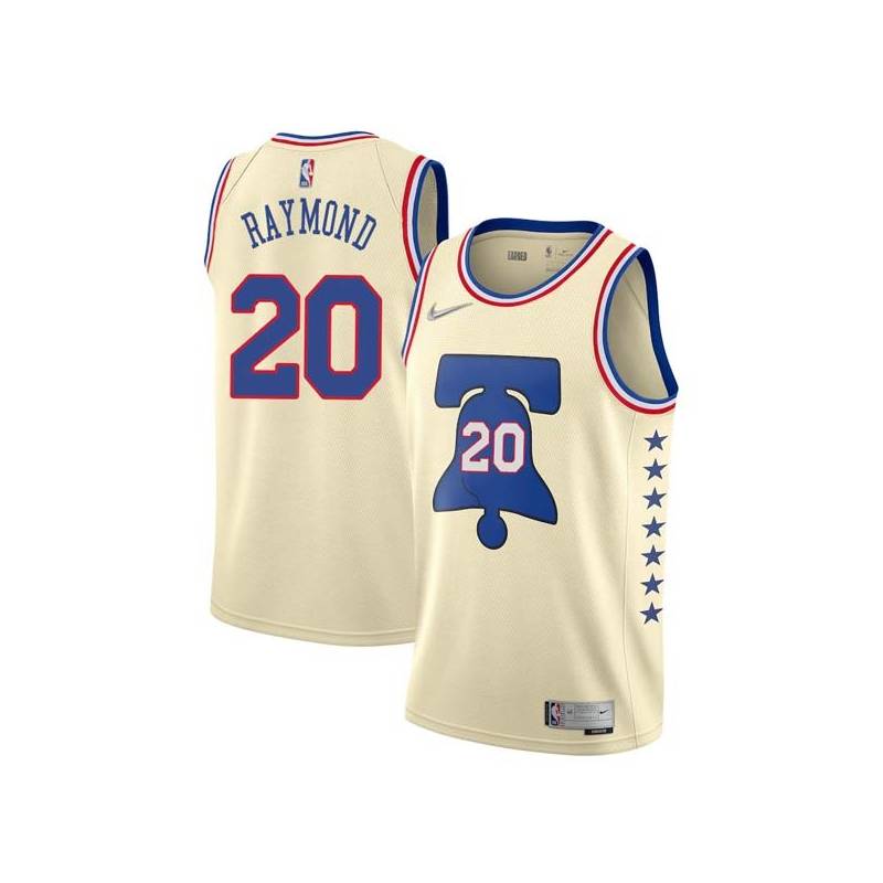 Cream Earned Craig Raymond Twill Basketball Jersey -76ers #20 Raymond Twill Jerseys, FREE SHIPPING