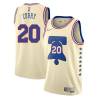 Cream Earned Michael Curry Twill Basketball Jersey -76ers #20 Curry Twill Jerseys, FREE SHIPPING