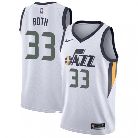 White Scott Roth Twill Basketball Jersey -Jazz #33 Roth Twill Jerseys, FREE SHIPPING