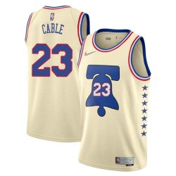 Cream Earned Barney Cable Twill Basketball Jersey -76ers #23 Cable Twill Jerseys, FREE SHIPPING