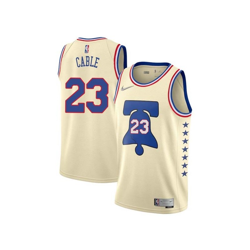 Cream Earned Barney Cable Twill Basketball Jersey -76ers #23 Cable Twill Jerseys, FREE SHIPPING