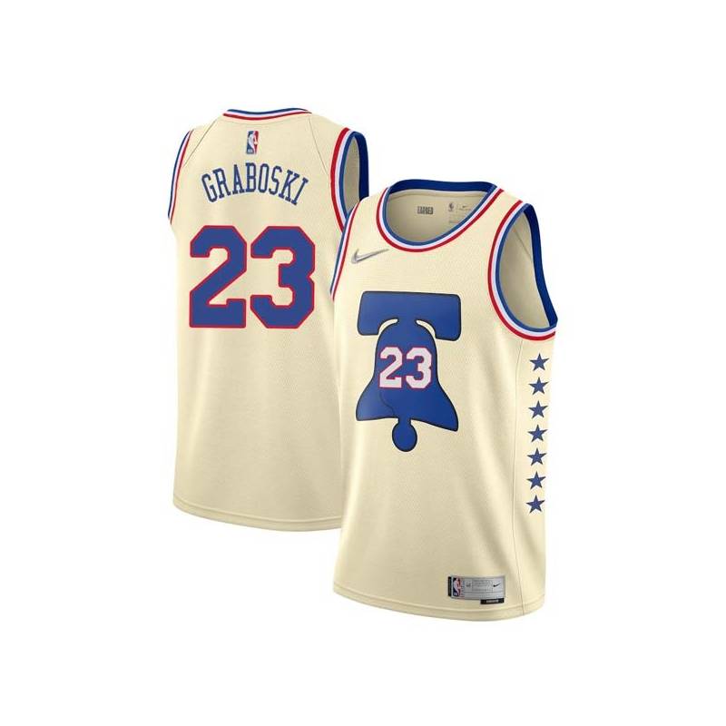 Cream Earned Joe Graboski Twill Basketball Jersey -76ers #23 Graboski Twill Jerseys, FREE SHIPPING