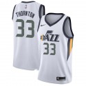 White Bob Thornton Twill Basketball Jersey -Jazz #33 Thornton Twill Jerseys, FREE SHIPPING