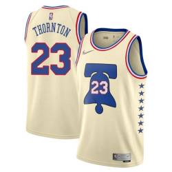 Cream Earned Bob Thornton Twill Basketball Jersey -76ers #23 Thornton Twill Jerseys, FREE SHIPPING