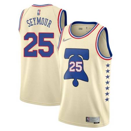 Cream Earned Paul Seymour Twill Basketball Jersey -76ers #25 Seymour Twill Jerseys, FREE SHIPPING