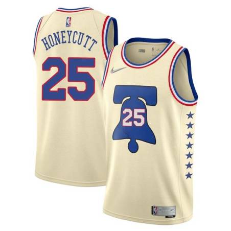 Cream Earned Jerald Honeycutt Twill Basketball Jersey -76ers #25 Honeycutt Twill Jerseys, FREE SHIPPING