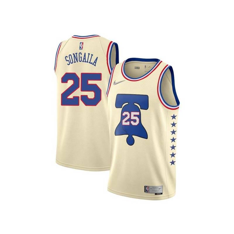 Cream Earned Darius Songaila Twill Basketball Jersey -76ers #25 Songaila Twill Jerseys, FREE SHIPPING