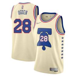 Cream Earned Bud Ogden Twill Basketball Jersey -76ers #28 Ogden Twill Jerseys, FREE SHIPPING