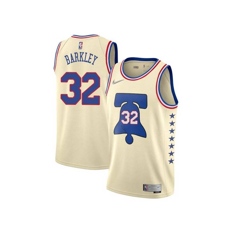 Cream Earned Charles Barkley Twill Basketball Jersey -76ers #32 Barkley Twill Jerseys, FREE SHIPPING