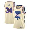 Cream Earned Clyde Lee Twill Basketball Jersey -76ers #34 Lee Twill Jerseys, FREE SHIPPING