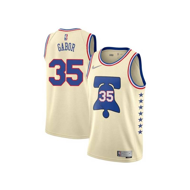 Cream Earned Bill Gabor Twill Basketball Jersey -76ers #35 Gabor Twill Jerseys, FREE SHIPPING