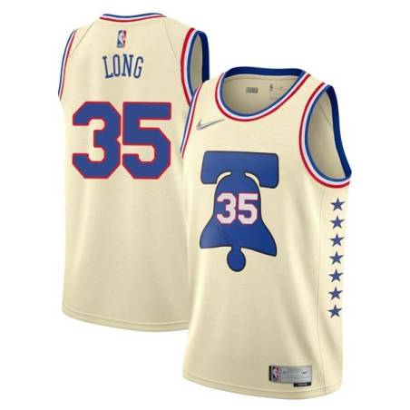 Cream Earned Art Long Twill Basketball Jersey -76ers #35 Long Twill Jerseys, FREE SHIPPING