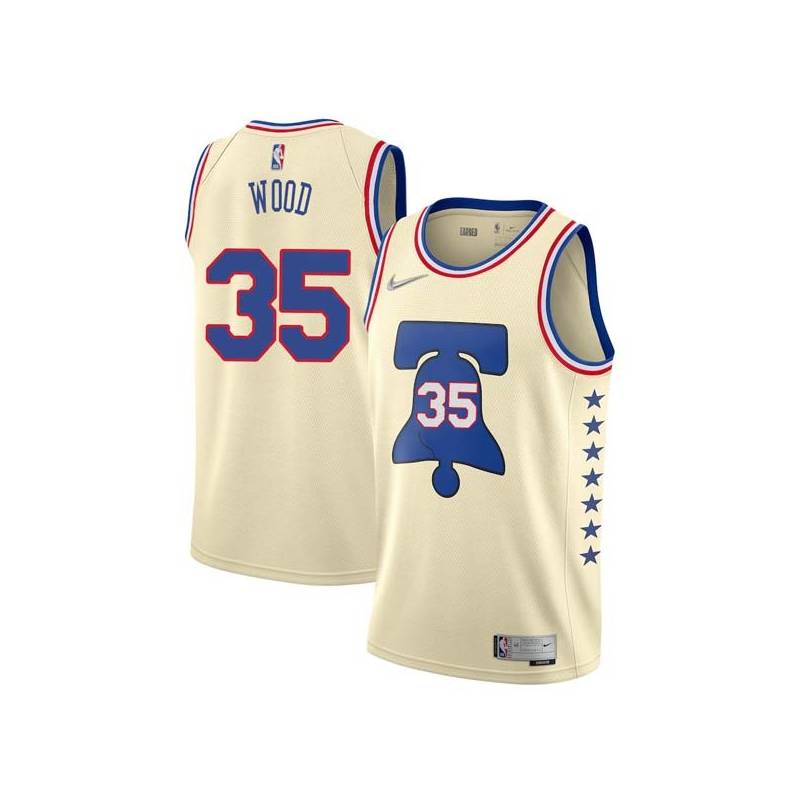 Cream Earned Christian Wood Twill Basketball Jersey -76ers #35 Wood Twill Jerseys, FREE SHIPPING