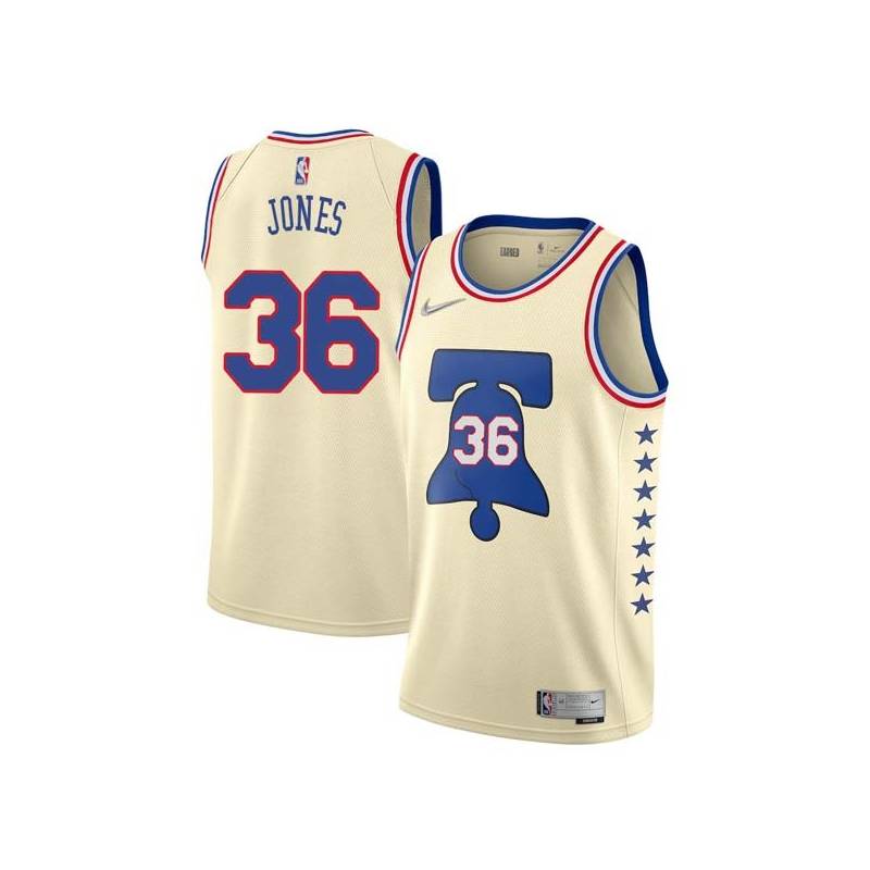 Cream Earned Jake Jones Twill Basketball Jersey -76ers #36 Jones Twill Jerseys, FREE SHIPPING