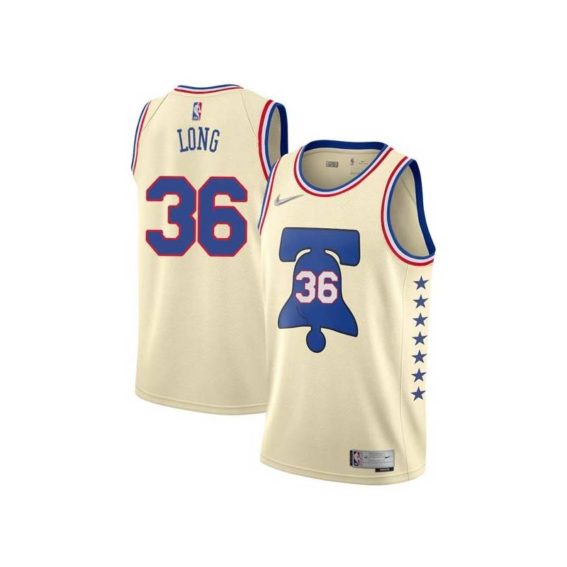 Cream Earned Shawn Long Twill Basketball Jersey -76ers #36 Long Twill Jerseys, FREE SHIPPING