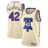 Cream Earned Jeff Halliburton Twill Basketball Jersey -76ers #42 Halliburton Twill Jerseys, FREE SHIPPING