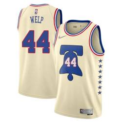 Cream Earned Chris Welp Twill Basketball Jersey -76ers #44 Welp Twill Jerseys, FREE SHIPPING