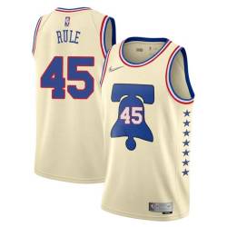 Cream Earned Bob Rule Twill Basketball Jersey -76ers #45 Rule Twill Jerseys, FREE SHIPPING