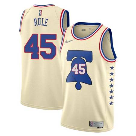 Cream Earned Bob Rule Twill Basketball Jersey -76ers #45 Rule Twill Jerseys, FREE SHIPPING