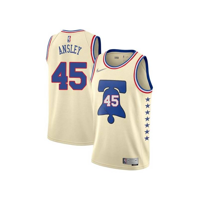 Cream Earned Michael Ansley Twill Basketball Jersey -76ers #45 Ansley Twill Jerseys, FREE SHIPPING