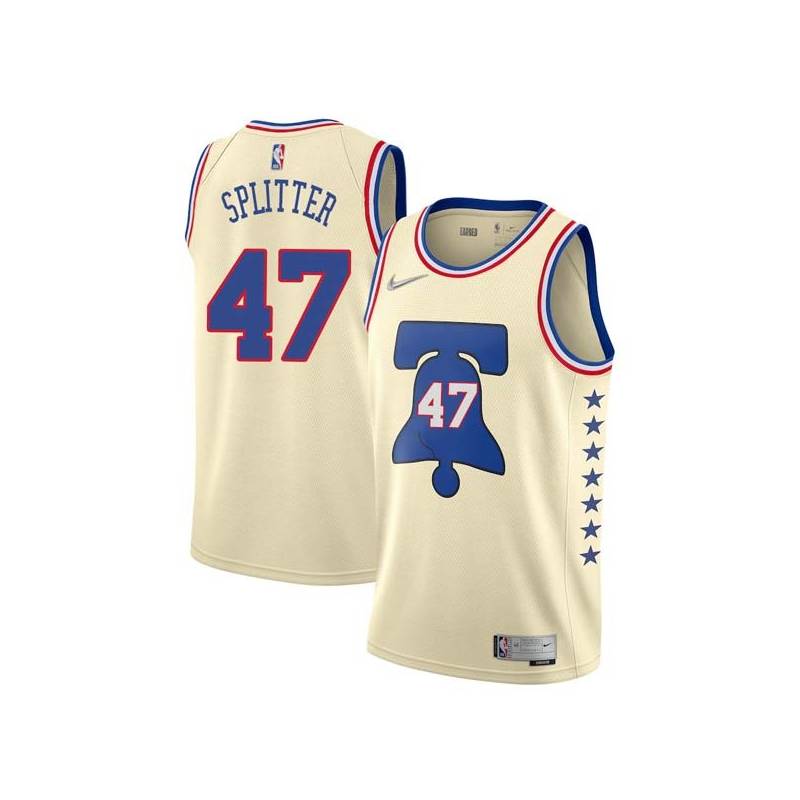 Cream Earned Tiago Splitter Twill Basketball Jersey -76ers #47 Splitter Twill Jerseys, FREE SHIPPING