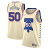 Cream Earned Ed Peterson Twill Basketball Jersey -76ers #50 Peterson Twill Jerseys, FREE SHIPPING