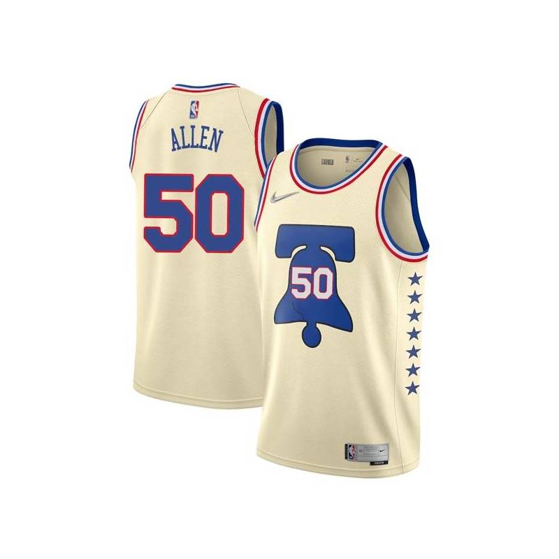 Cream Earned Lavoy Allen Twill Basketball Jersey -76ers #50 Allen Twill Jerseys, FREE SHIPPING