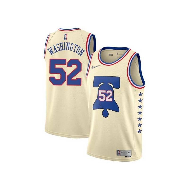 Cream Earned Wilson Washington Twill Basketball Jersey -76ers #52 Washington Twill Jerseys, FREE SHIPPING