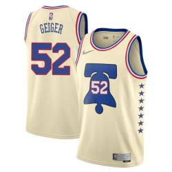 Cream Earned Matt Geiger Twill Basketball Jersey -76ers #52 Geiger Twill Jerseys, FREE SHIPPING