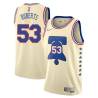 Cream Earned Stanley Roberts Twill Basketball Jersey -76ers #53 Roberts Twill Jerseys, FREE SHIPPING