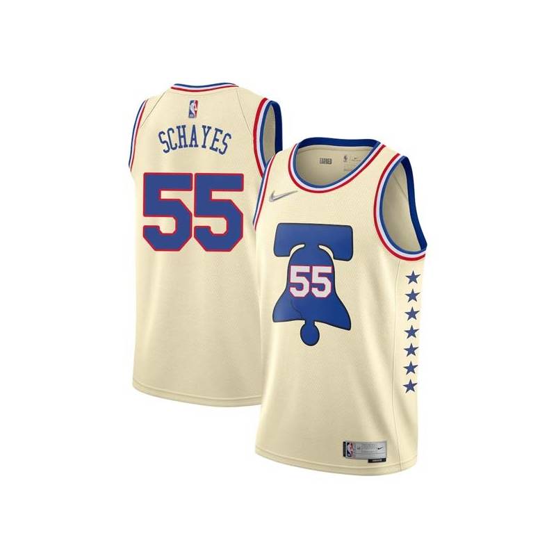 Cream Earned Dolph Schayes Twill Basketball Jersey -76ers #55 Schayes Twill Jerseys, FREE SHIPPING