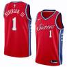 Red2 Glenn Robinson III Twill Basketball Jersey -76ers #1 Robinson III Twill Jerseys, FREE SHIPPING