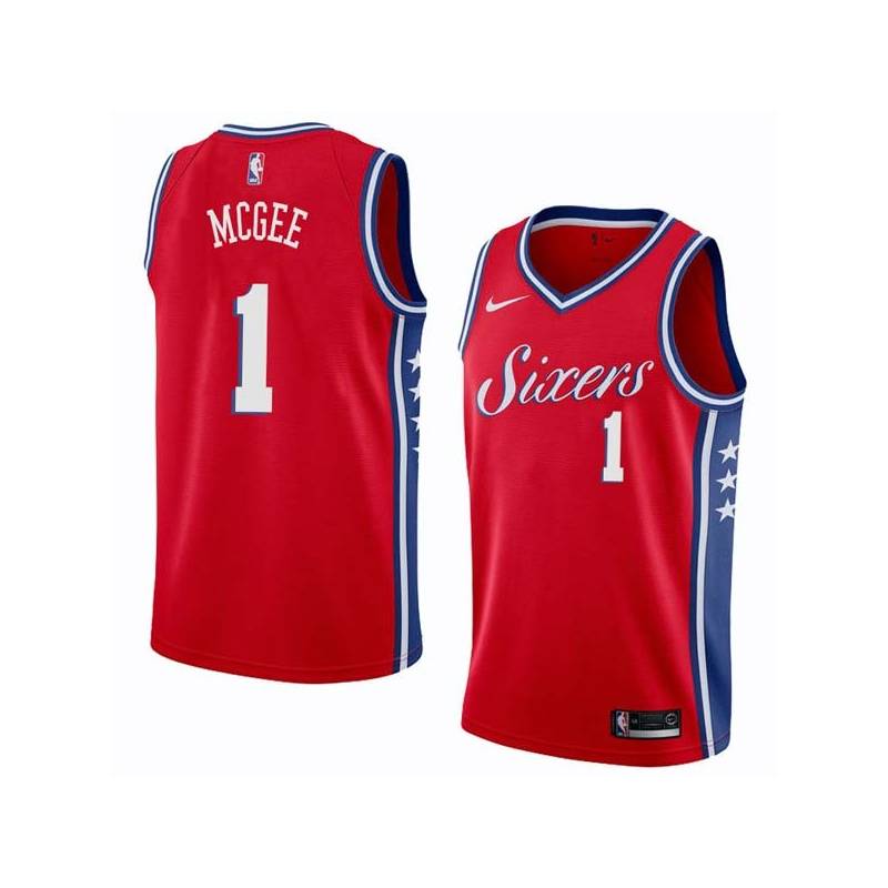 Red2 JaVale McGee Twill Basketball Jersey -76ers #1 McGee Twill Jerseys, FREE SHIPPING