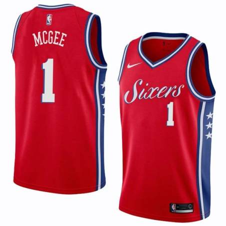 Red2 JaVale McGee Twill Basketball Jersey -76ers #1 McGee Twill Jerseys, FREE SHIPPING