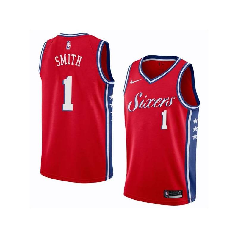 Red2 Ish Smith Twill Basketball Jersey -76ers #1 Smith Twill Jerseys, FREE SHIPPING