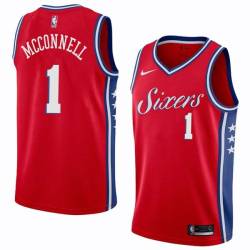 Red2 T.J. McConnell Twill Basketball Jersey -76ers #1 McConnell Twill Jerseys, FREE SHIPPING