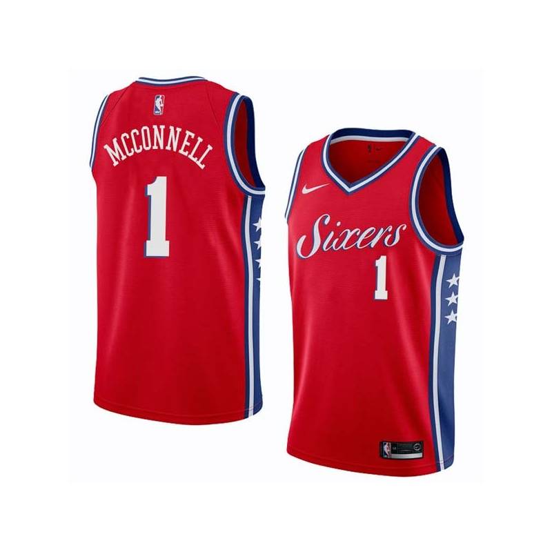 Red2 T.J. McConnell Twill Basketball Jersey -76ers #1 McConnell Twill Jerseys, FREE SHIPPING