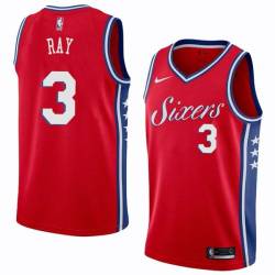 Red2 Jim Ray Twill Basketball Jersey -76ers #3 Ray Twill Jerseys, FREE SHIPPING