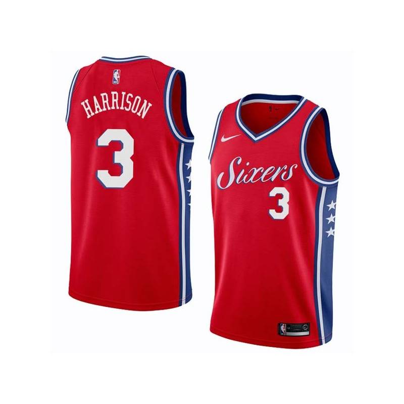 Red2 Bob Harrison Twill Basketball Jersey -76ers #3 Harrison Twill Jerseys, FREE SHIPPING