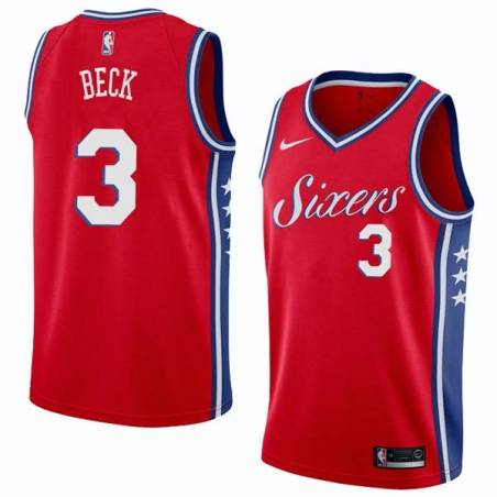 Red2 Ernie Beck Twill Basketball Jersey -76ers #3 Beck Twill Jerseys, FREE SHIPPING