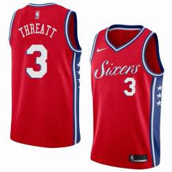 Red2 Sedale Threatt Twill Basketball Jersey -76ers #3 Threatt Twill Jerseys, FREE SHIPPING