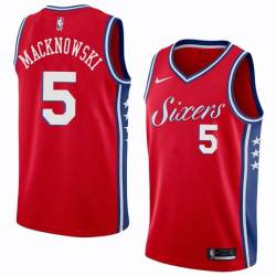 Red2 Johnny Macknowski Twill Basketball Jersey -76ers #5 Macknowski Twill Jerseys, FREE SHIPPING