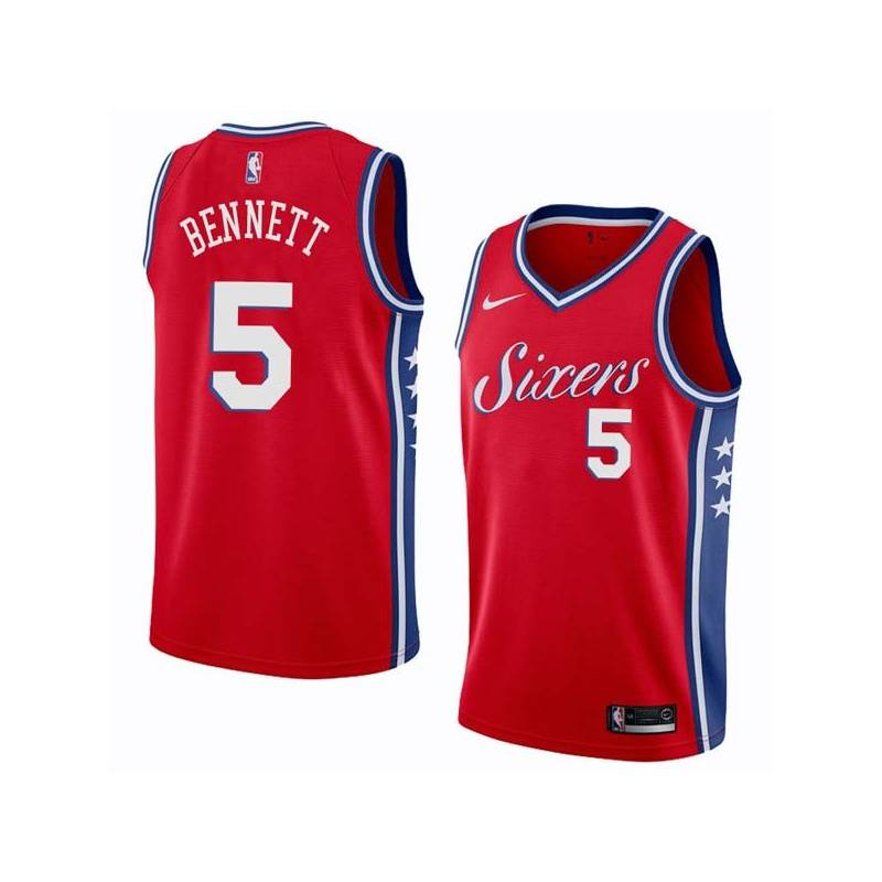 Red2 Elmer Bennett Twill Basketball Jersey -76ers #5 Bennett Twill Jerseys, FREE SHIPPING