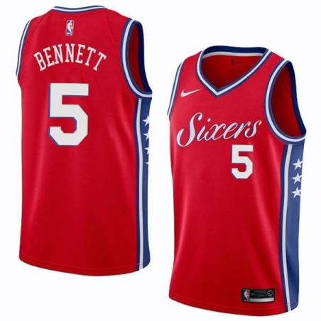 Red2 Elmer Bennett Twill Basketball Jersey -76ers #5 Bennett Twill Jerseys, FREE SHIPPING