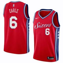 Red2 Ed Earle Twill Basketball Jersey -76ers #6 Earle Twill Jerseys, FREE SHIPPING